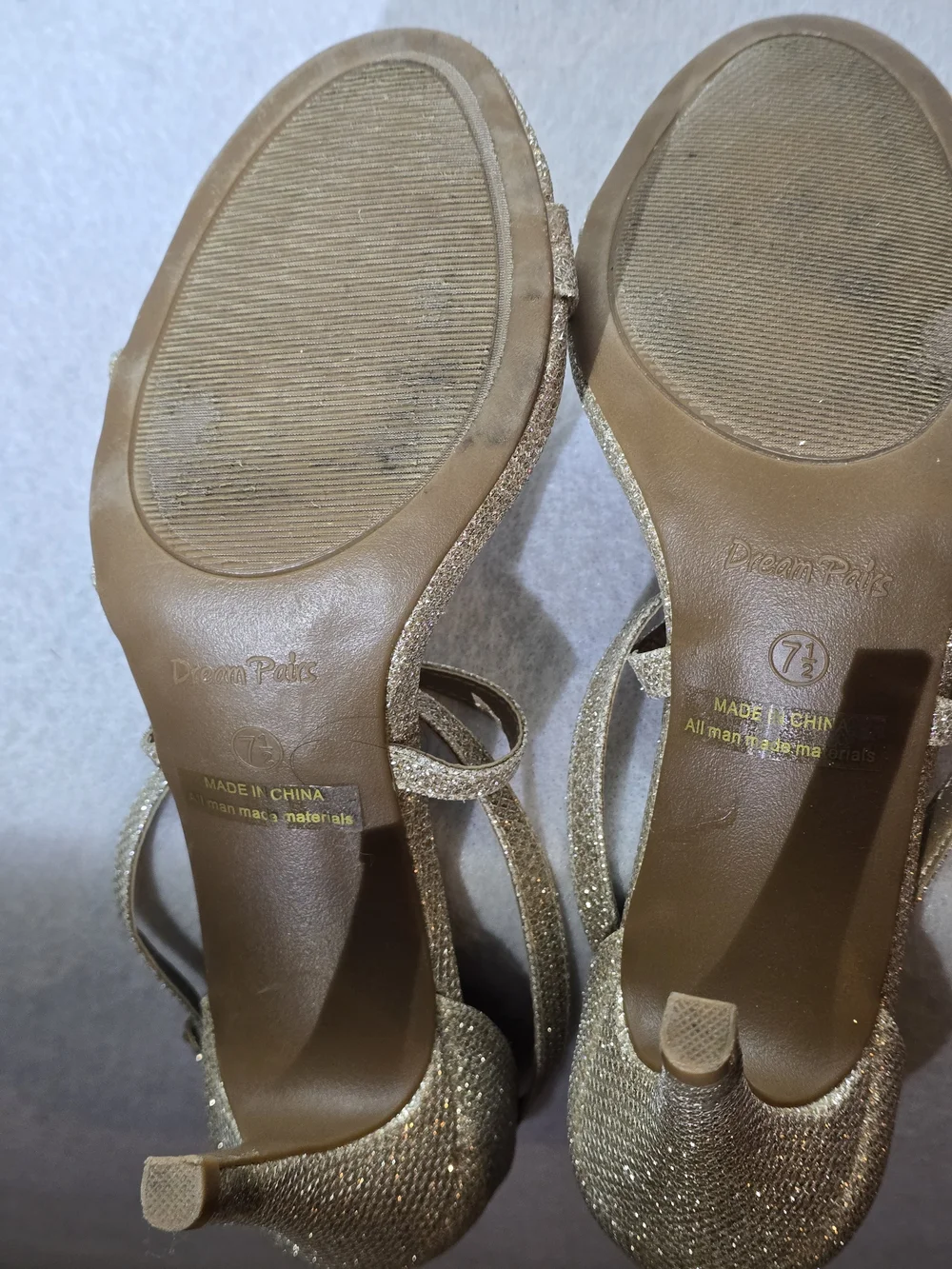Dream Pairs Gold Glitter Strappy High Heel Sandals Size 7.5